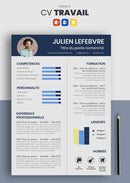 modèle cv travail bleu