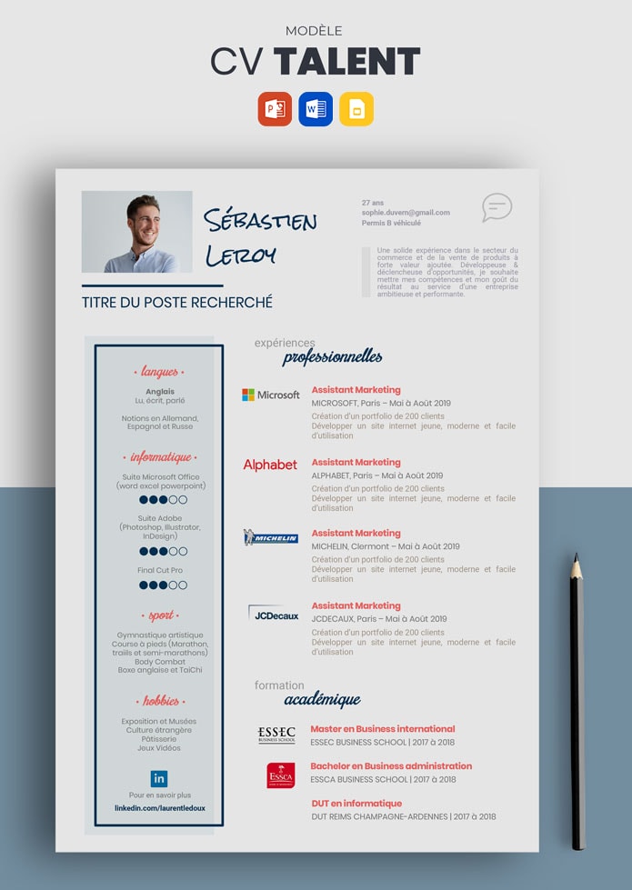 curriculum vitae gratuit moderne