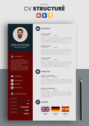 cv structuré rouge