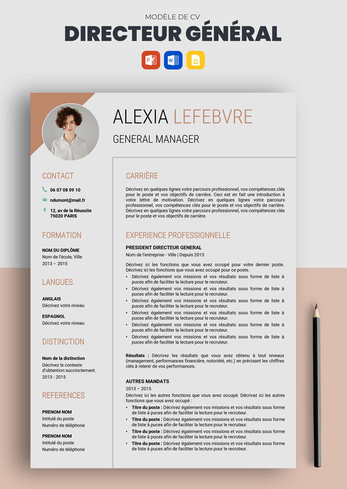 exemple cv directrice general