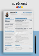 modèle cv détaillé bleu