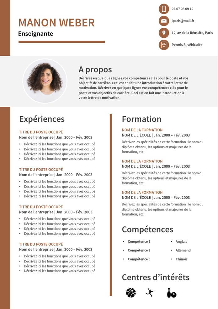 Cv Professeur Modèle CV Enseignant à télécharger (Exemples) | CV Market
