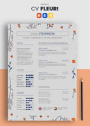 modèle cv fleuri gris