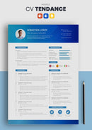 modèle cv tendance bleu
