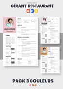 pack cv gérant restaurant